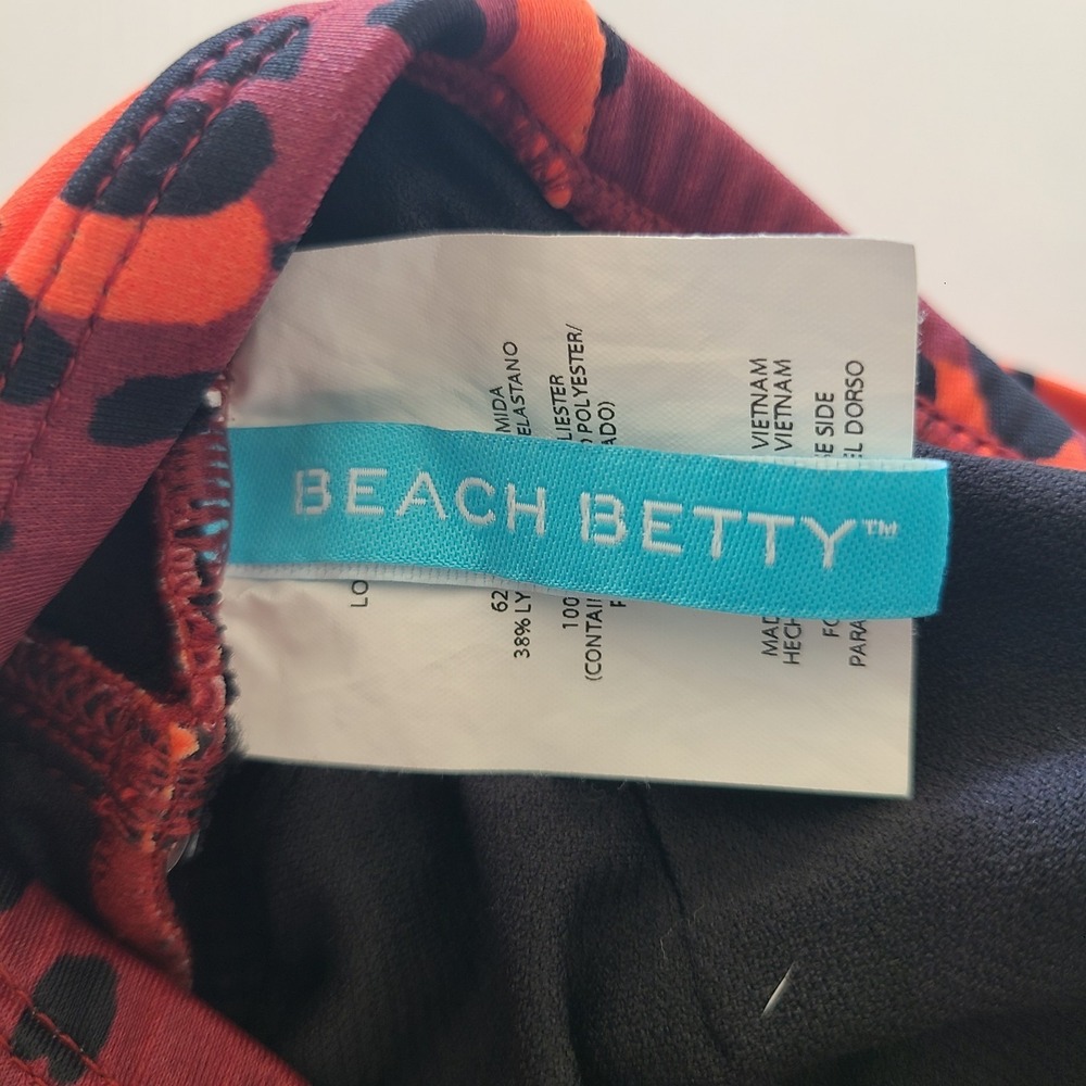 Beach Betty by Miracle Brands Orange-Red Leopard One-Piece Swimsuit Large - Picture 3 of 9
